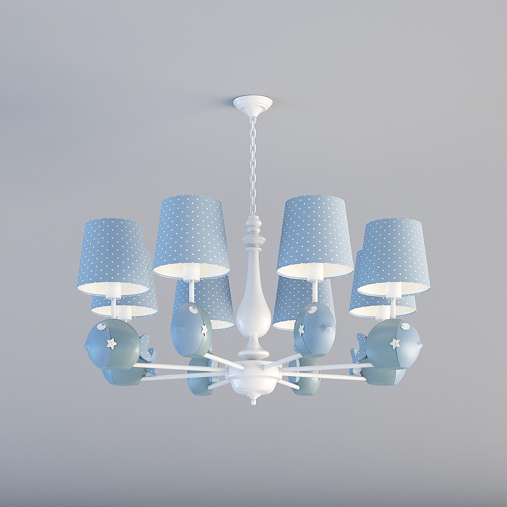 Whimsical Blue Ocean-Themed 3D Model Pendant Light