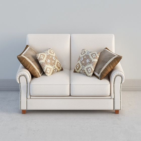 Elegant Low-Poly Double Sofa 3D model