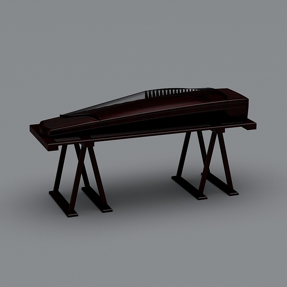 High-Detail Guzheng 3D Model