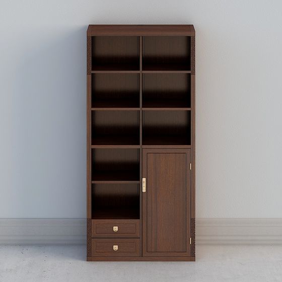 Vintage Wooden Bookshelf 3D Model for Modern Interiors