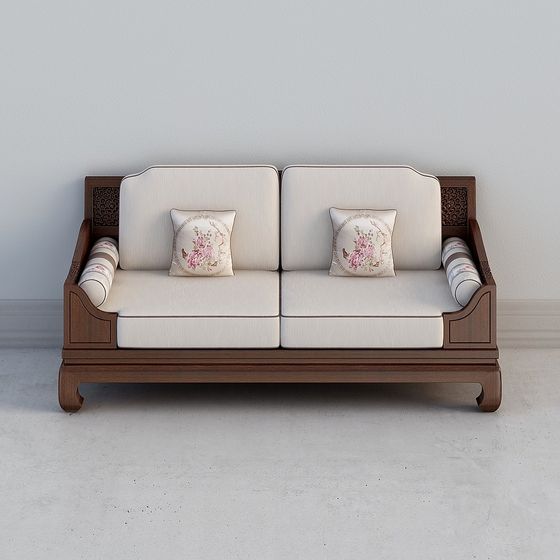 Elegant Oriental-Inspired 3D Sofa Model