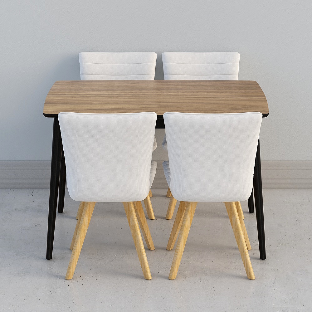 Table à manger et chaises PTBY012 couleur noyer