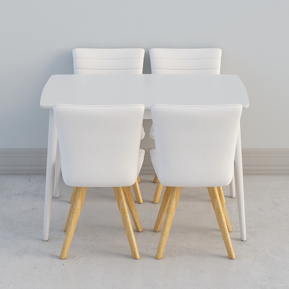 Table à manger et chaises blanches PTBY012