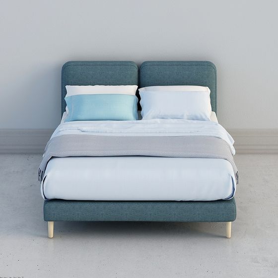 Elegant Low-Polygon Bed 3D model
