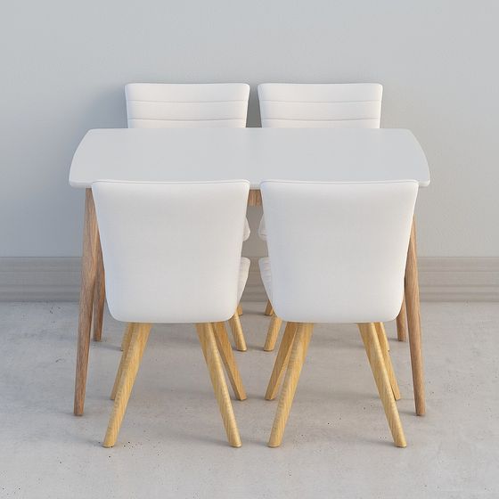 Nordic Dining Table and Chair Set 3D model