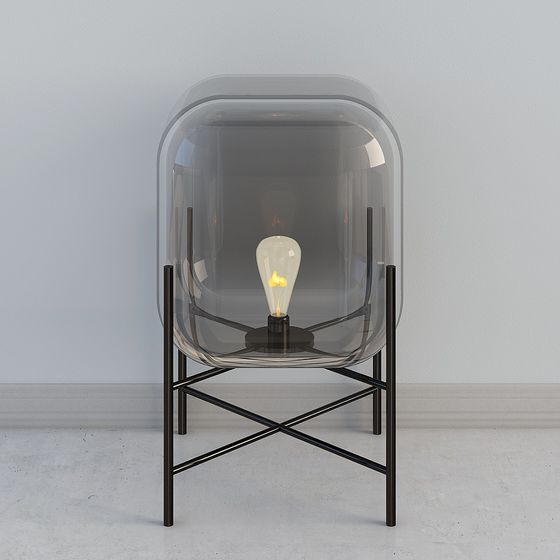 Futuristic Glass Dome Table Lamp 3D model