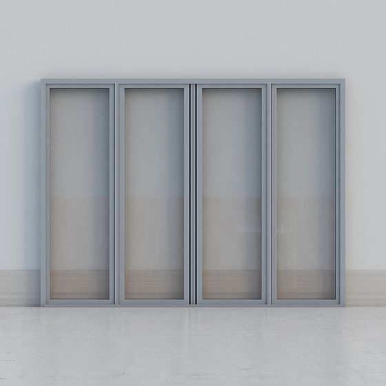 Modern Minimalist Glass Sliding Door 3D model