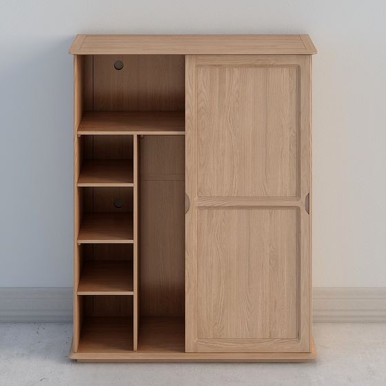 Elegant Sliding Wardrobe 3D model for Contemporary Spaces