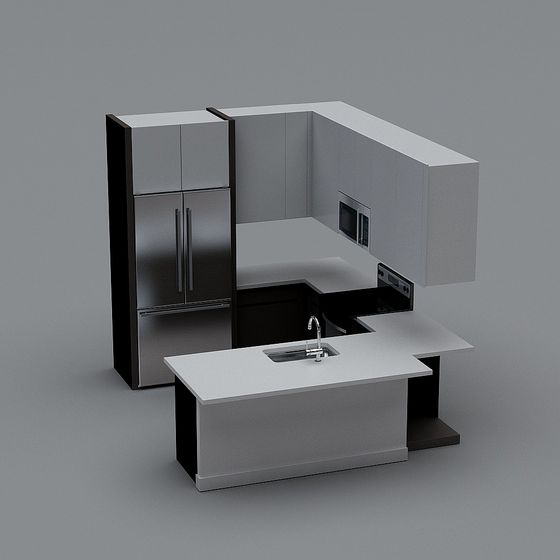 Modern Minimalist Kitchen 3D model Design