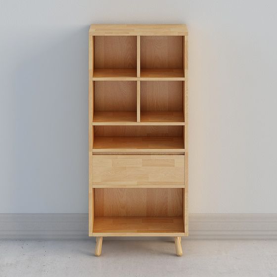 Stylish Low-Poly Bookshelf 3D model for Contemporary Spaces