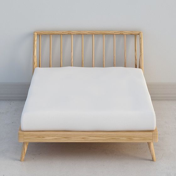 Stylish Low-Poly Bed Frame 3D model