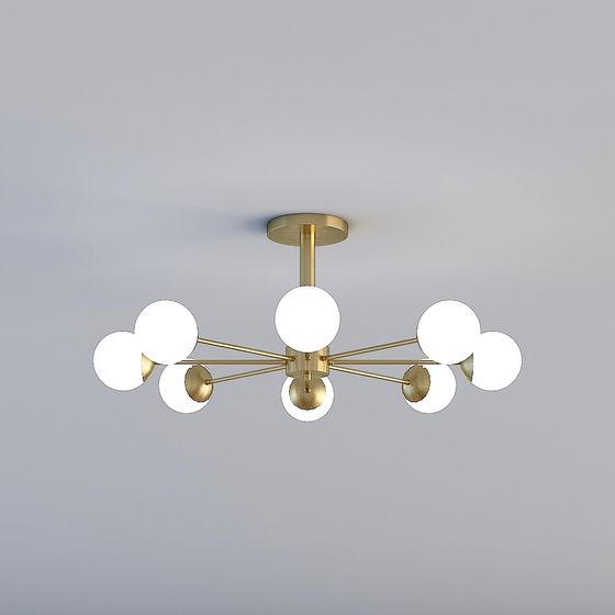 Elegant Golden Ceiling Light 3D model