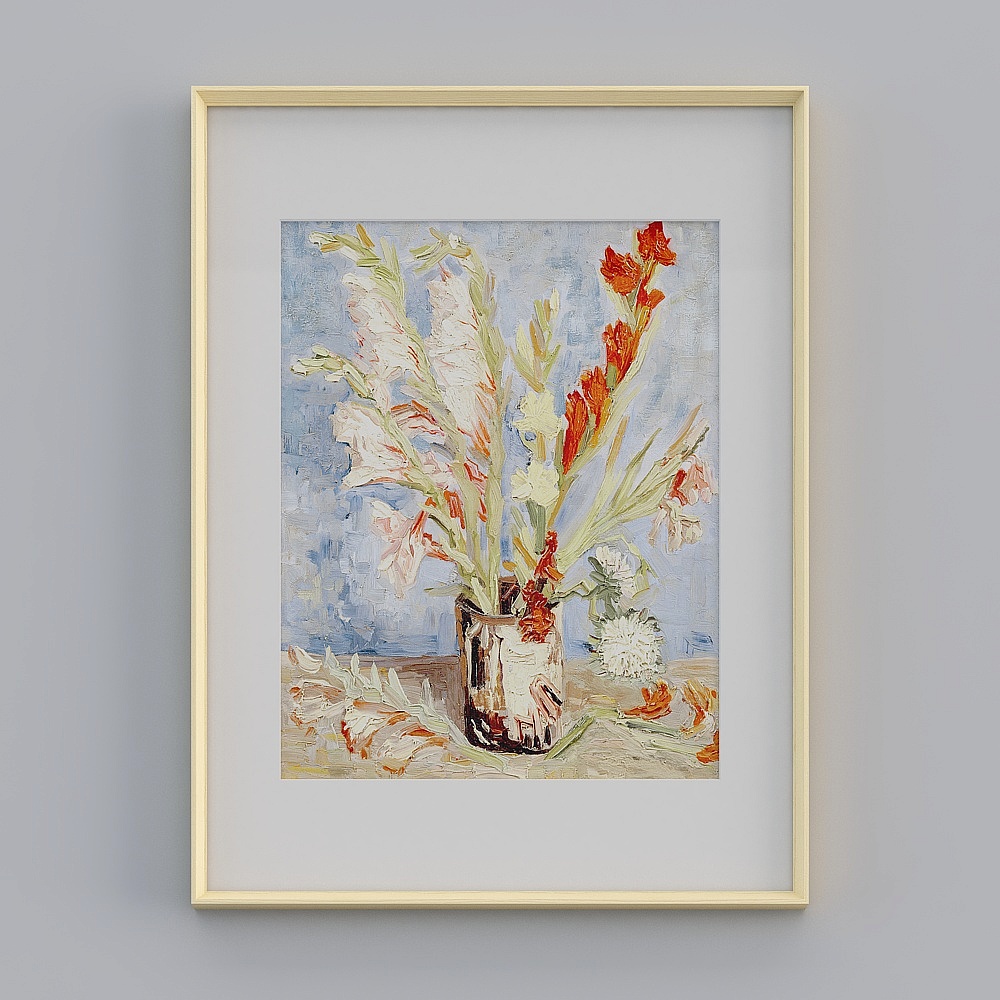 Kippoon Modern Minimalist Restaurant vertical wooden frame 102x77cm Van Gogh Impressionist twrgz-yz-gg-lh-8
