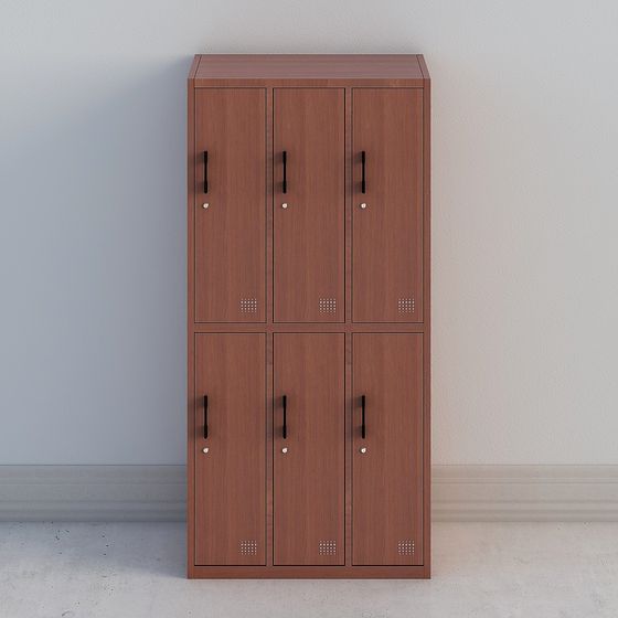 Realistic 3D Locker Model with Warm Wood Texture 3D model