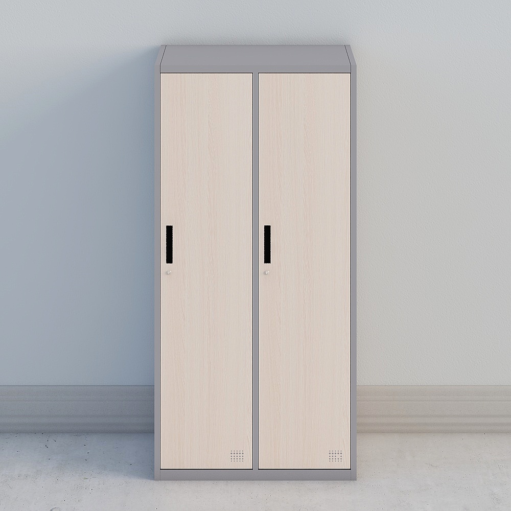 Chicken wing wood two door gray frame locker