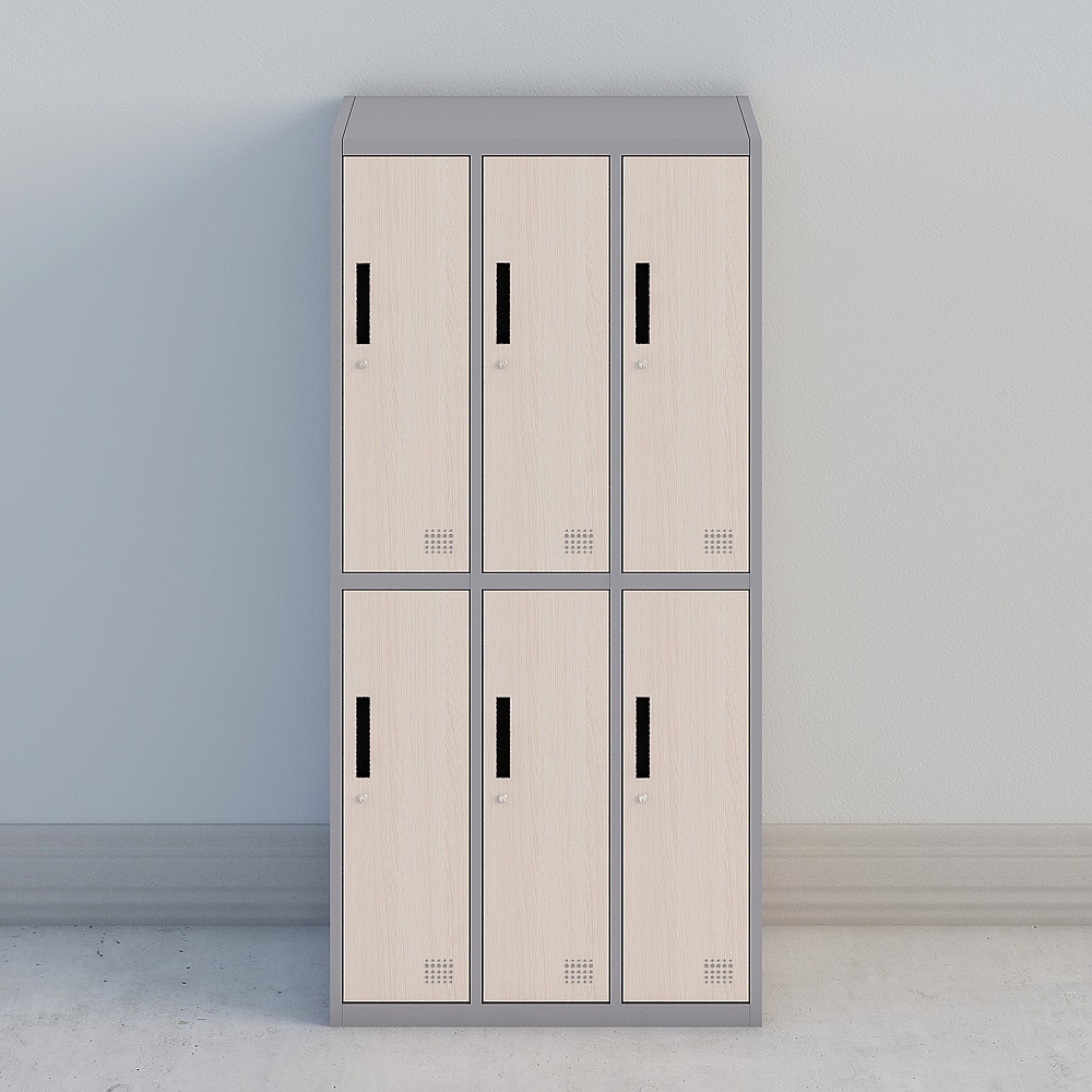 Chicken wing wood six-door gray frame locker