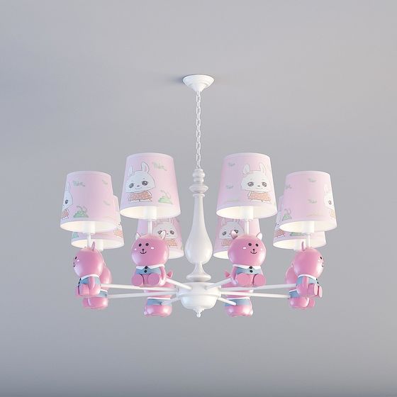 Cute Pink Low-Poly 3D Lamp Model for Modern Interiors