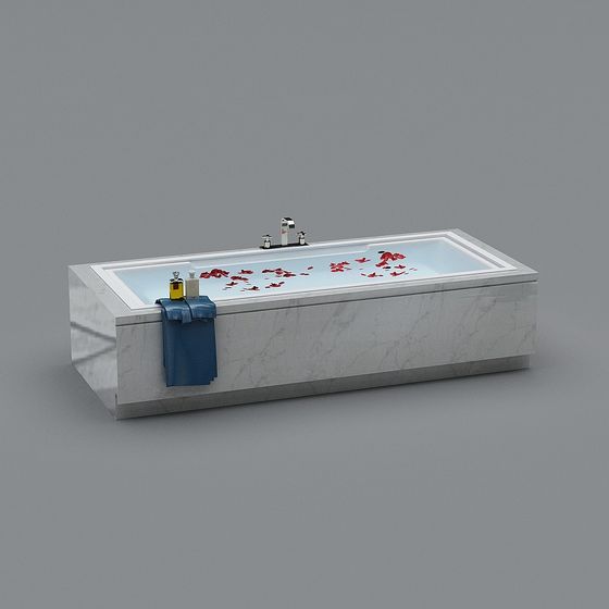Elegant Low-Poly Bathtub 3D model for Modern Interiors