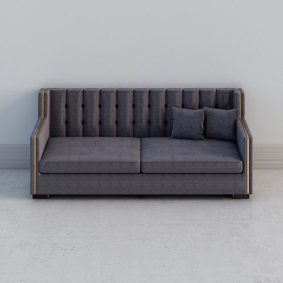 Luxurious Gray Velvet Sofa 3D model