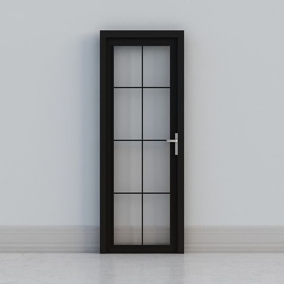 Glass Window Black Frame Door 3D model