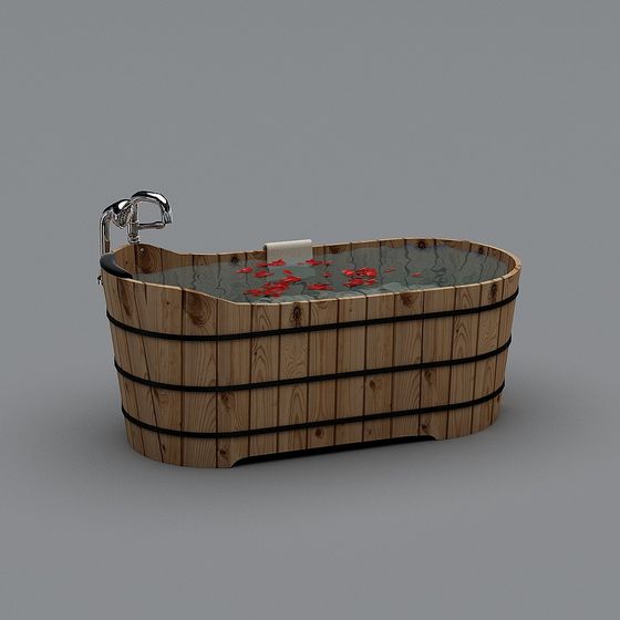Elegant Wooden Bathtub 3D model