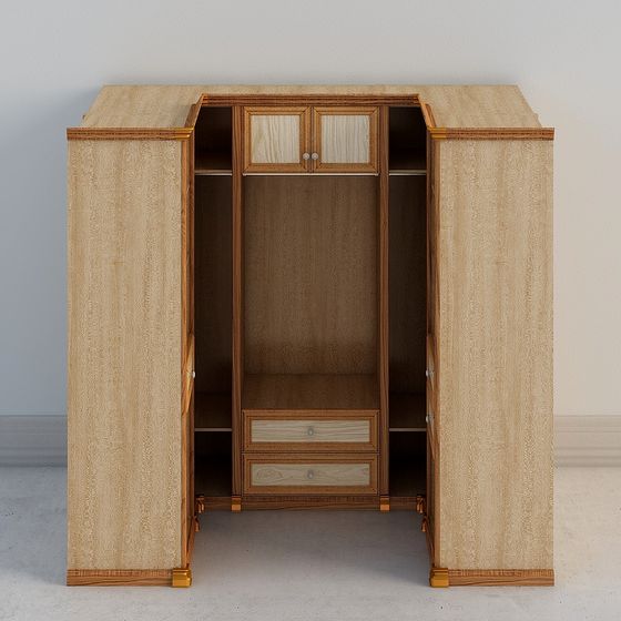 Stylish Low-Poly Wardrobe 3D model for Modern Design