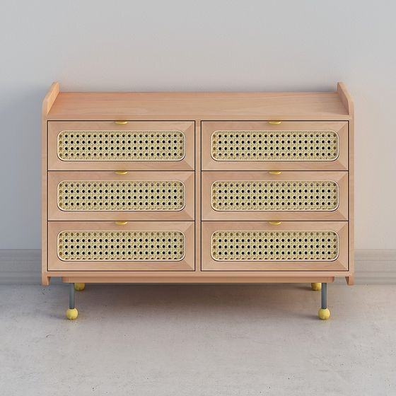 Stylish Low-Polygon Drawer Cabinet 3D model
