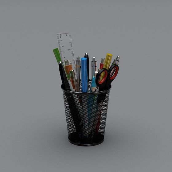 Stylish Low-Poly Pen Holder 3D model