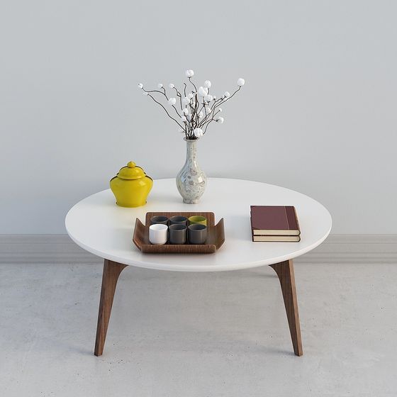 Elegant Round Table and Decor Set 3D model