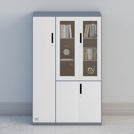 Gray Left Five-Door Locker 3D Model