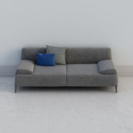 Elegant Gray Sofa 3D model for Contemporary Spaces
