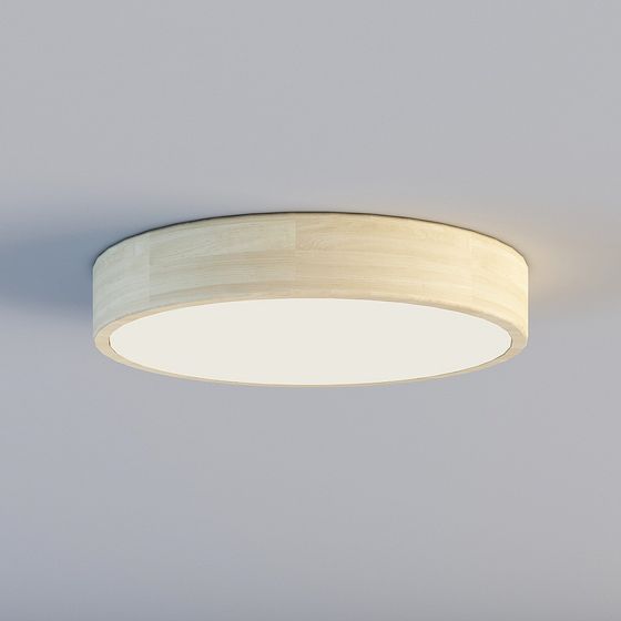 Round Wooden Ceiling Light 3D model