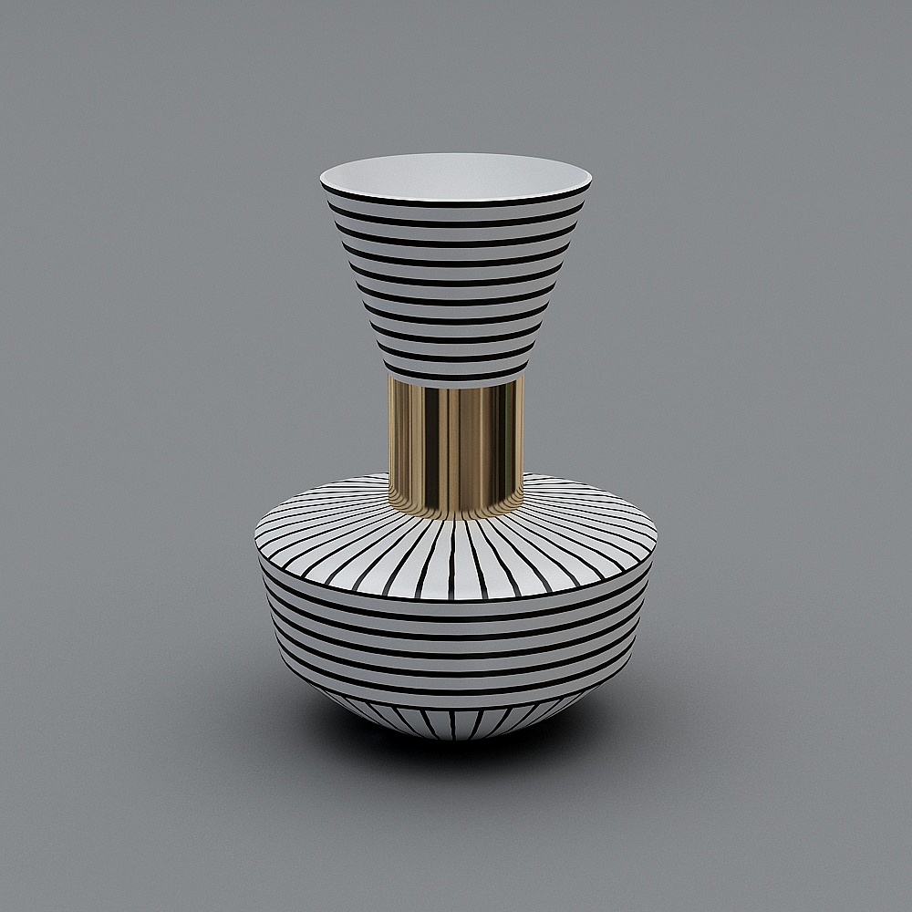 Striped Art Vase 3D model