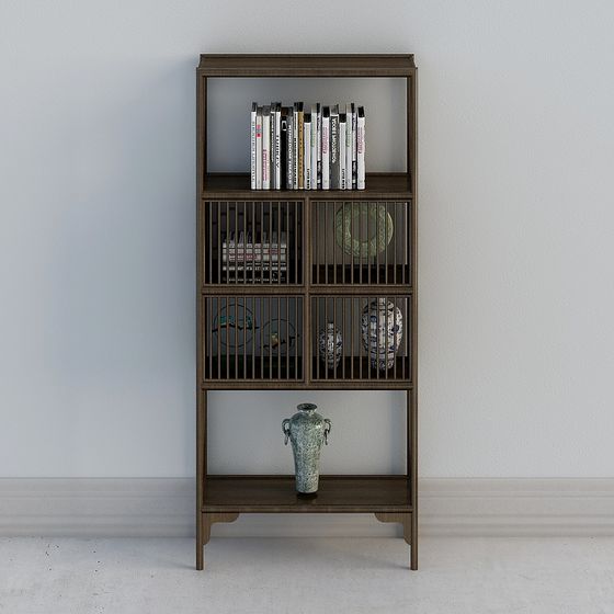 Stylish Low-Polygon Bookshelf 3D Model for Creative Designs