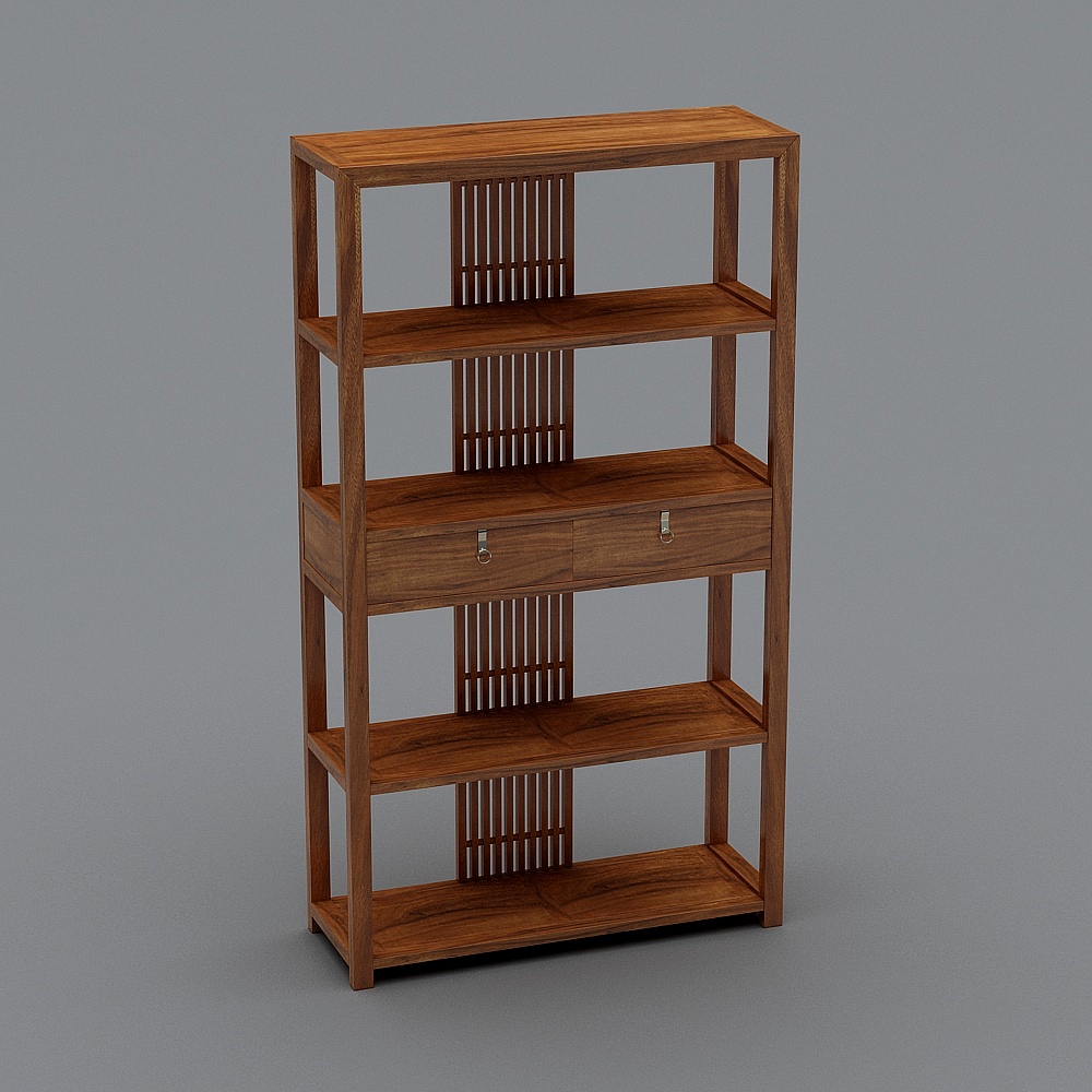 Elegant Low-Poly Bookshelf 3D model