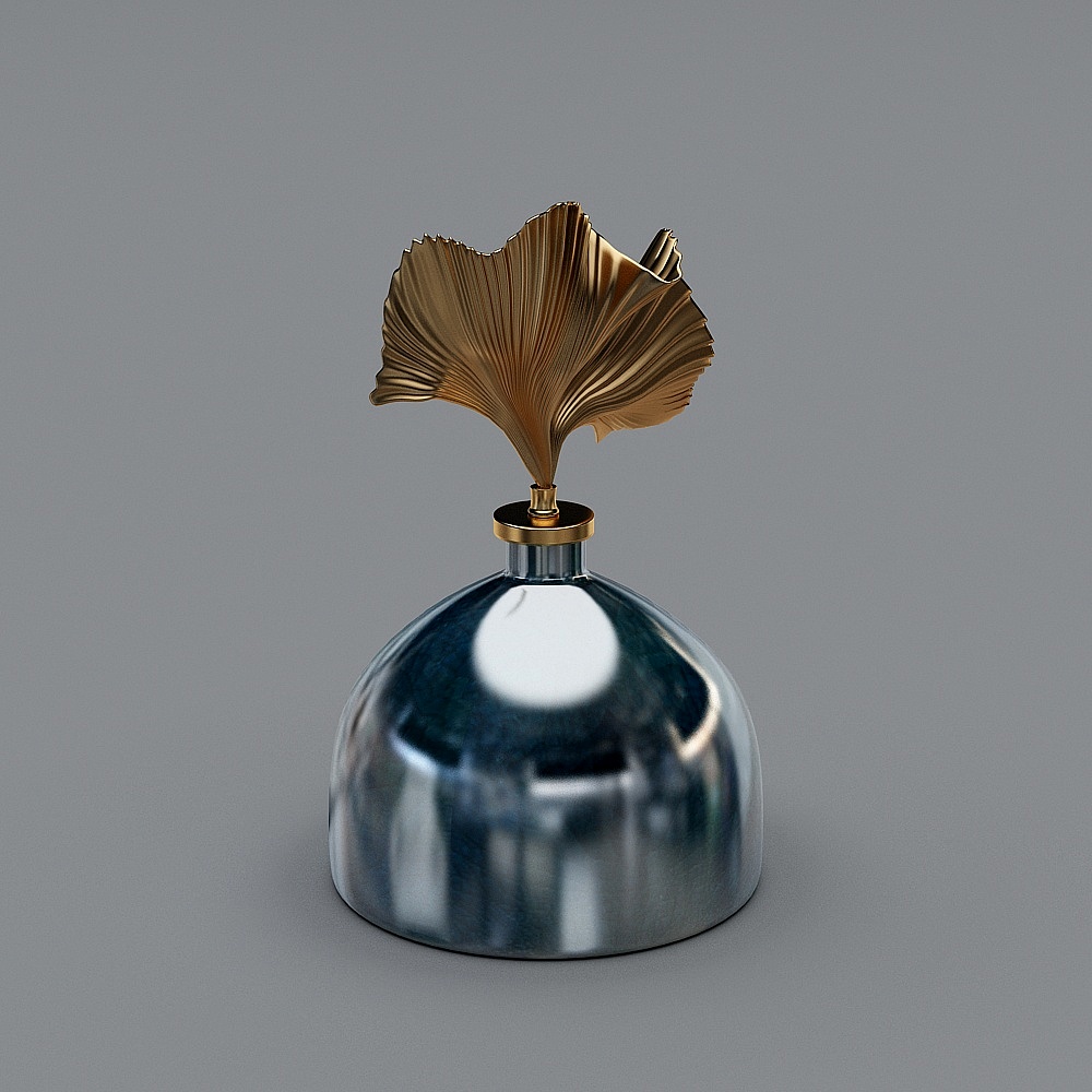 Elegant Metallic Leaf Vase 3D model