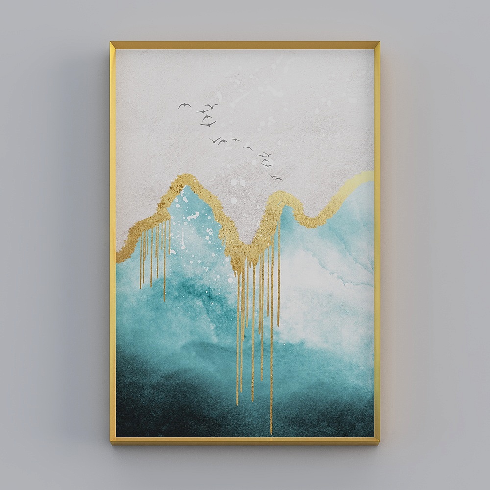 Kibaki modernes Wohnzimmer Einzel vertikal gebürsteter goldener Rahmen abstrakt 40x60cm abstraktes dekoratives Bild ljt-jc-1