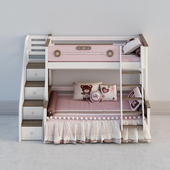 Princess Cottage Bunk Bed 3D model for Kids