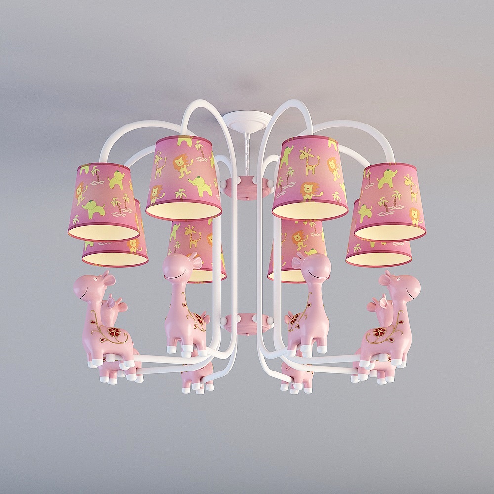 Whimsical Pink Animal Pendant Light 3D model