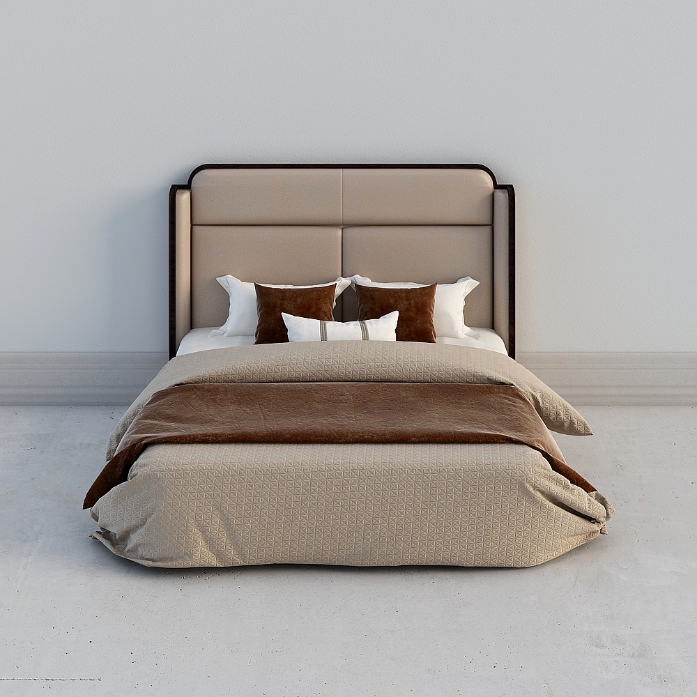 Elegant Low-Polygon Bed 3D Model