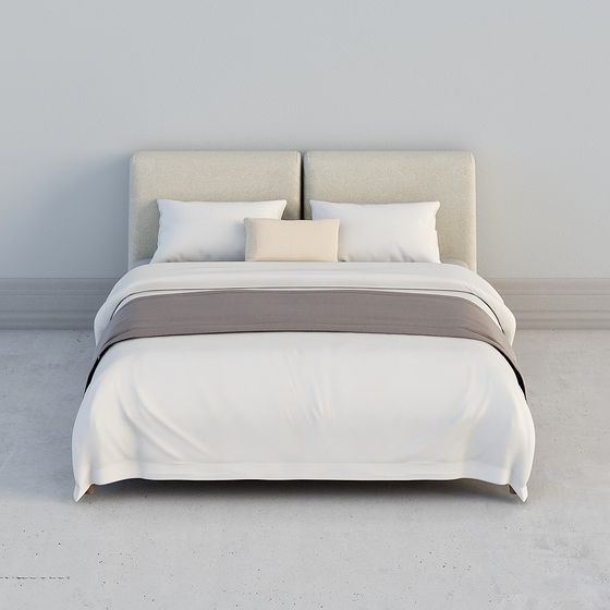 Stylish Low-Poly Bed 3D model for Cozy Bedrooms