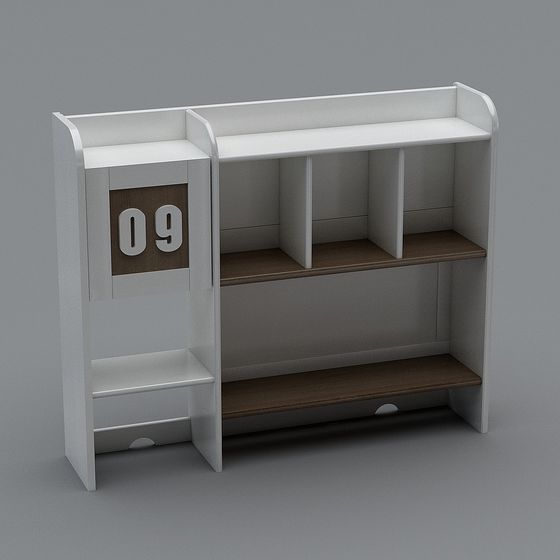 Stylish Low-Poly Bookshelf 3D model for Interior Design