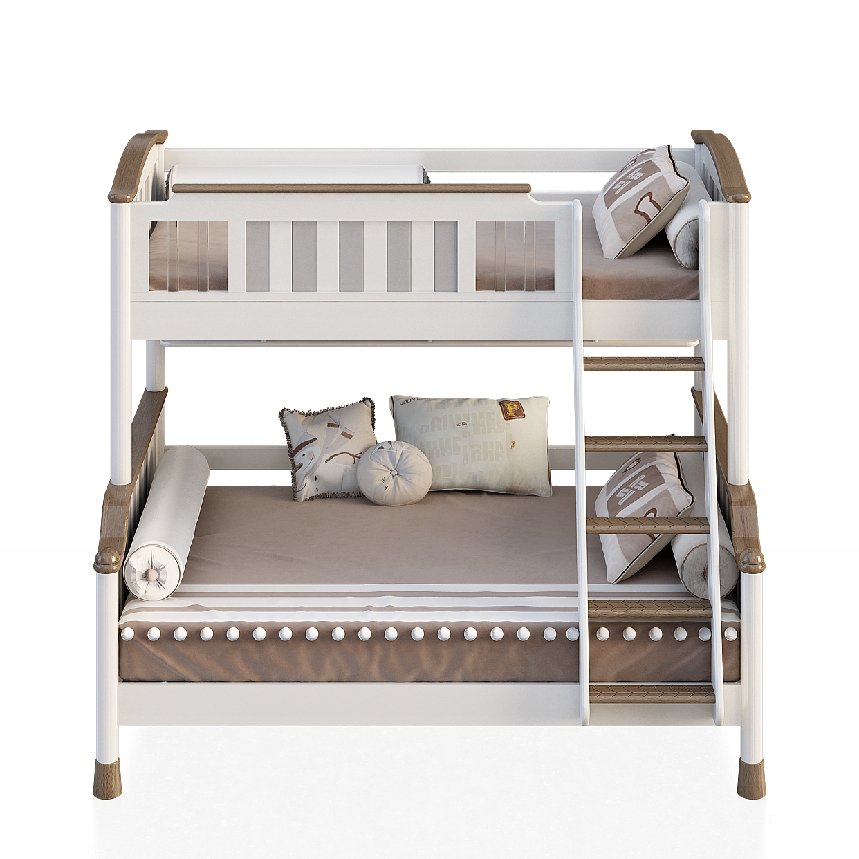Modern Bunk Bed 3D Model – Low-Poly White Wood Design