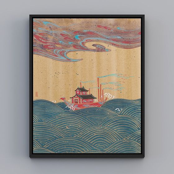 Oriental Fantasy 3D model - Traditional Red Boat