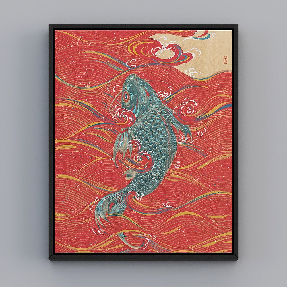 Baxter Good  Restaurant Tea Room Black Box 43x53cm Fish Leap bqy158g-x-1-2