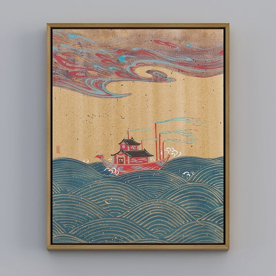 Charming Red Boat 3D Model for Design Projects