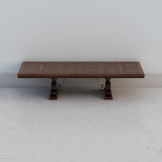 Stylish Vintage Long Table 3D model for Interior Design