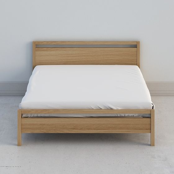 Minimalist Wooden Bed 3D model