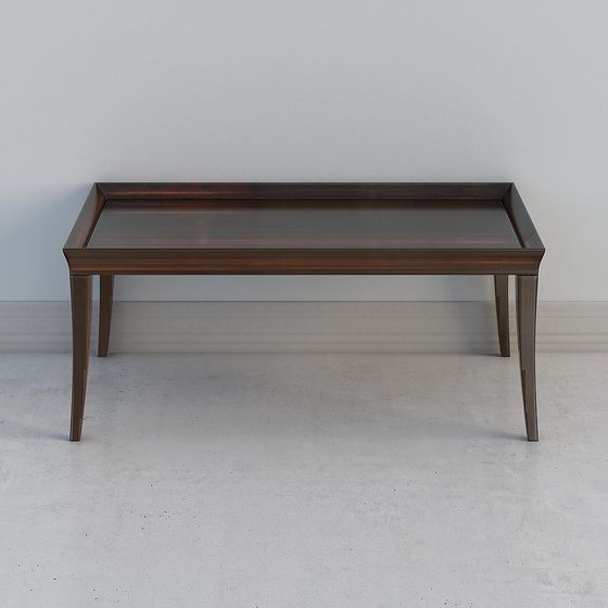 Luxury Rectangular Coffee Table 3D Model in Brown Finish