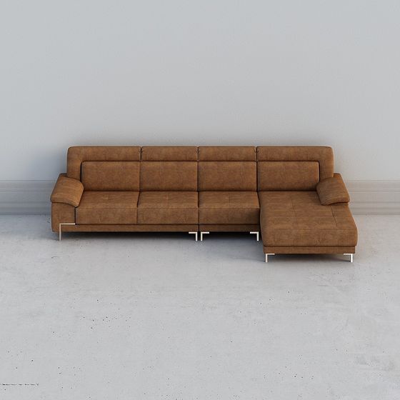 Stylish Low-Polygon Sofa 3D model for Modern Interiors